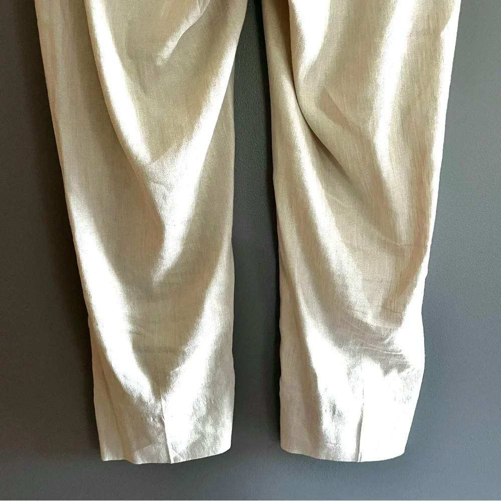 J. Jill Flax Linen Blend Crop Split Ankle Pants in Off White Size SP NWT